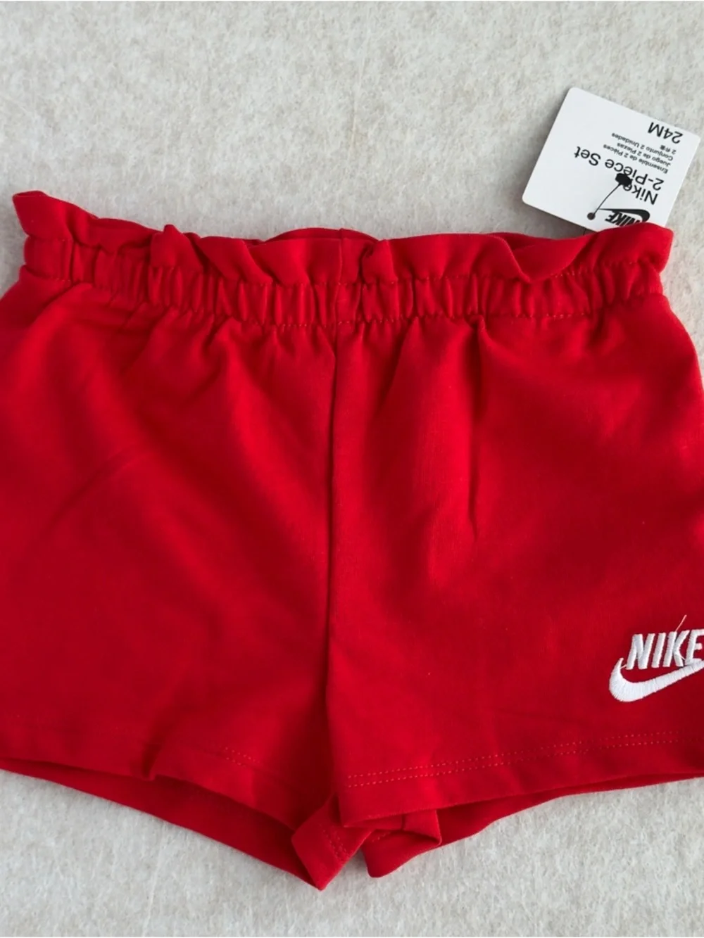 Nike Baby Girls 2PC Shorts Set University Red Flutter Sleeve Outfit 24M NWT NEW - Picture 6 of 8